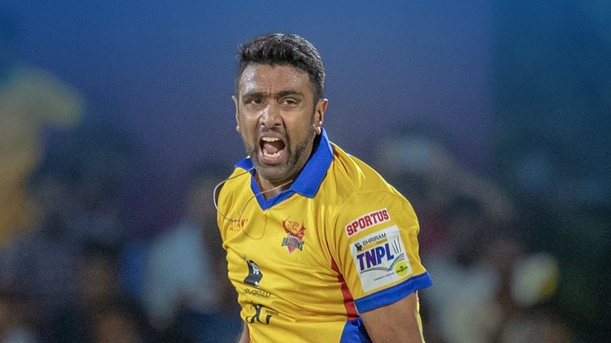 Photo: X/ @ESPNcricinfo : Ravichandran Ashwin is in the Dindigul Dragons' jersey in TNPL 2024.